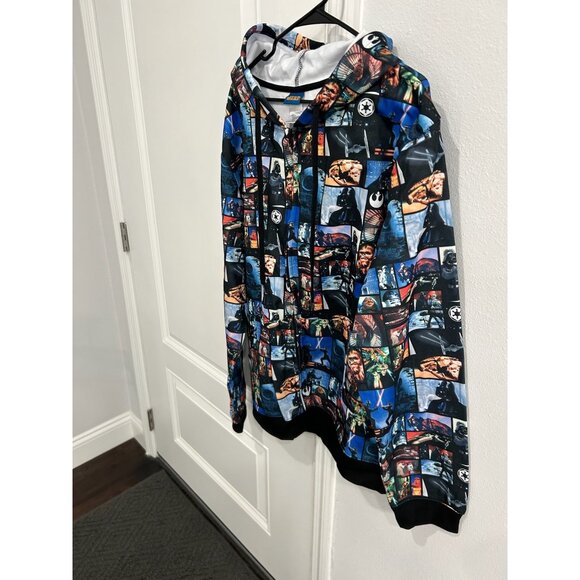 Star Wars Full Zip Long Sleeve Graphic Hoodie Blue Multi Sz 2XL Novelty NWT - Picture 3 of 10